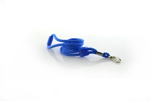 Snur textil Lanyard, Office box rotund albastru inchis, 0.5 x 90 cm